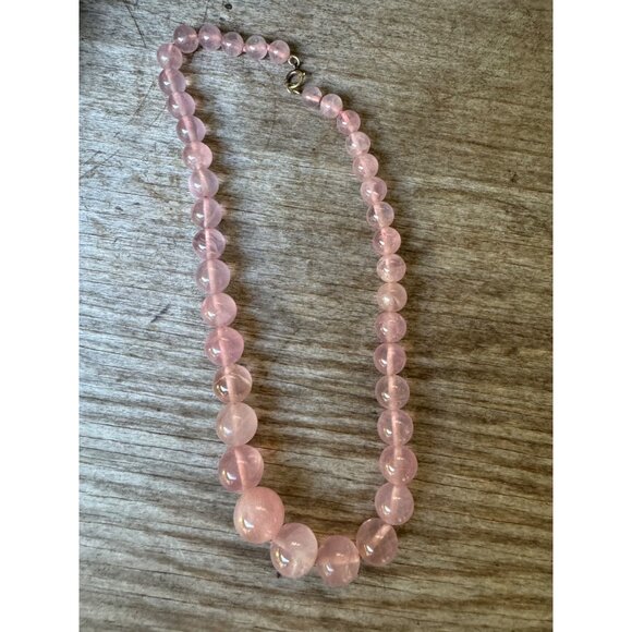 Vintage Gold Filled Rose Quartz Graduated Beaded Necklace - Picture 5 of 5